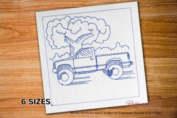 A Classic Transportation Redwork Design for Modern Crafters