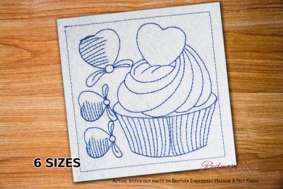 A Designer's Review of Cupcake with Love Redwork Embroidery
