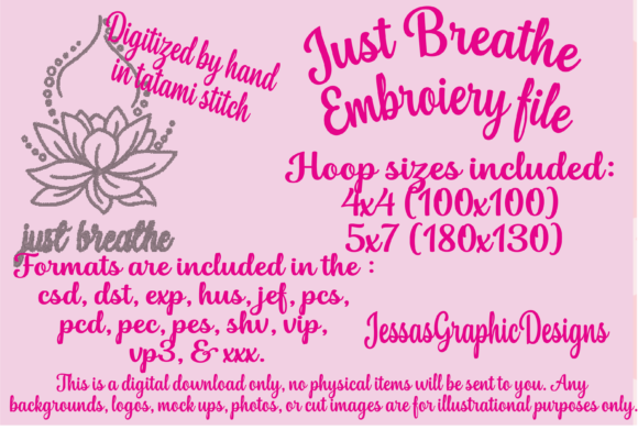 Just Breathe Embroidery for Boutique Apparel